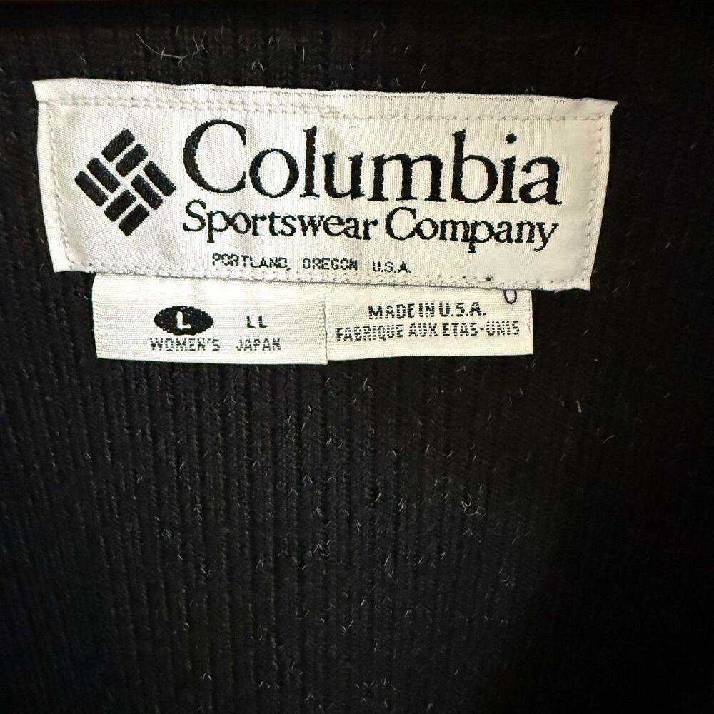 Columbia Chenille Fleece Cardigan Jacket Black Drawstring Waist Mock Neck Medium - Picture 12 of 12